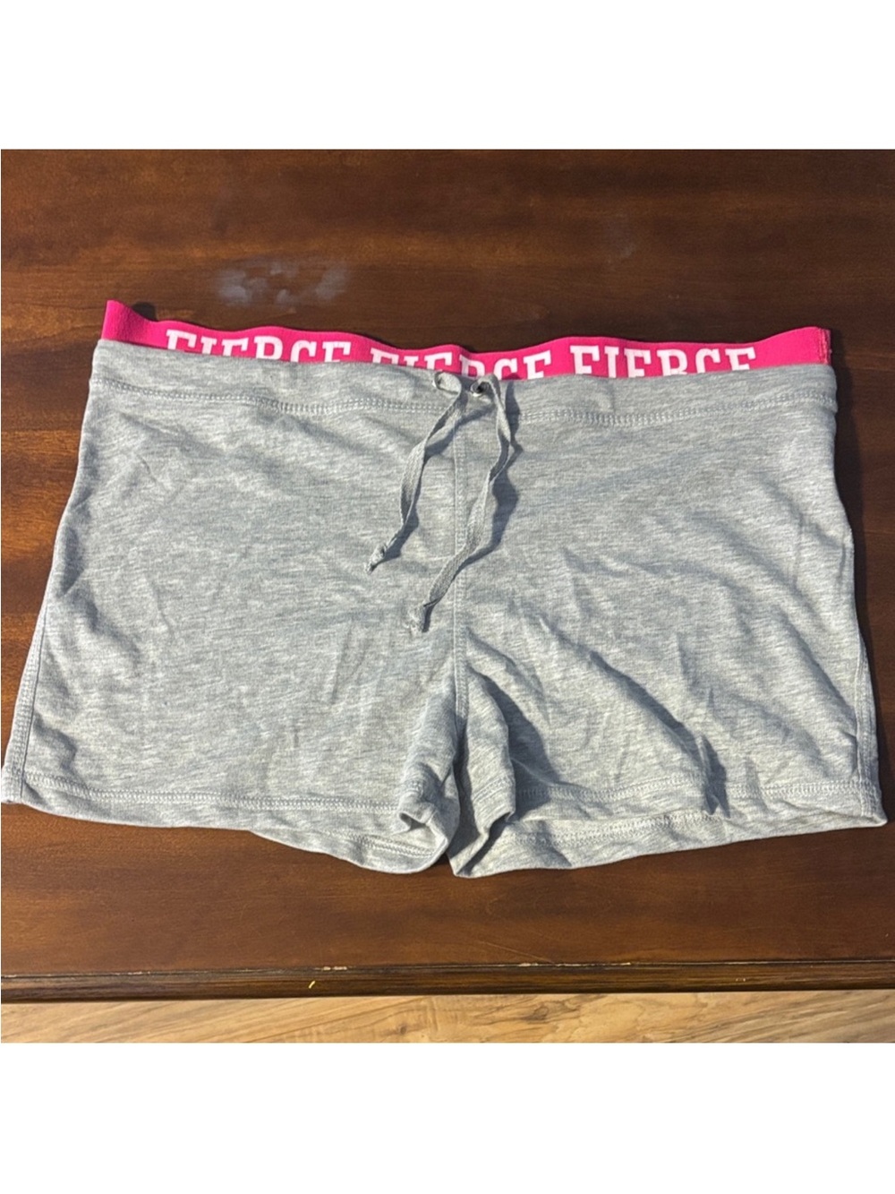 Women's Gray Lounge Shorts with Pink Waistband